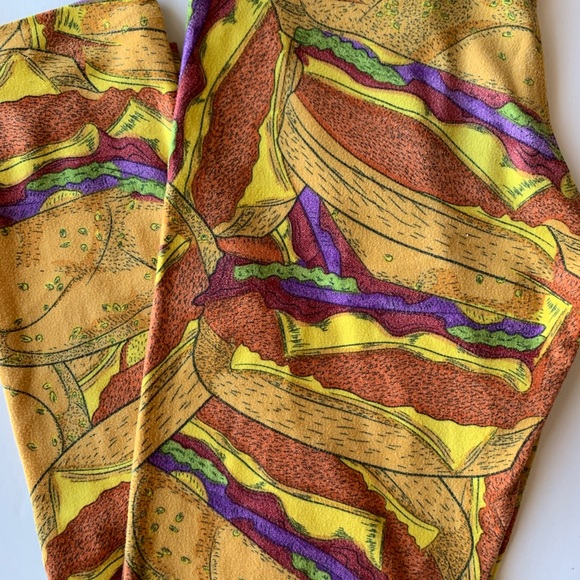 Lularoe Tween Hamburger Leggings Summer - Picture 2 of 4